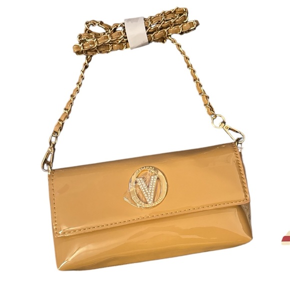 Valentino Orlandi Vegan Patent Leather Taupe crossbody/shoulder bag/clutch - Picture 2 of 12